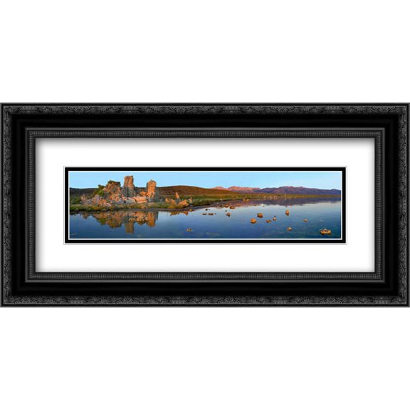 Panorama of tufa towers at Mono Lake, California 2x Matted 24x12 Black Ornate Framed Art Print by Fitzharris, Tim