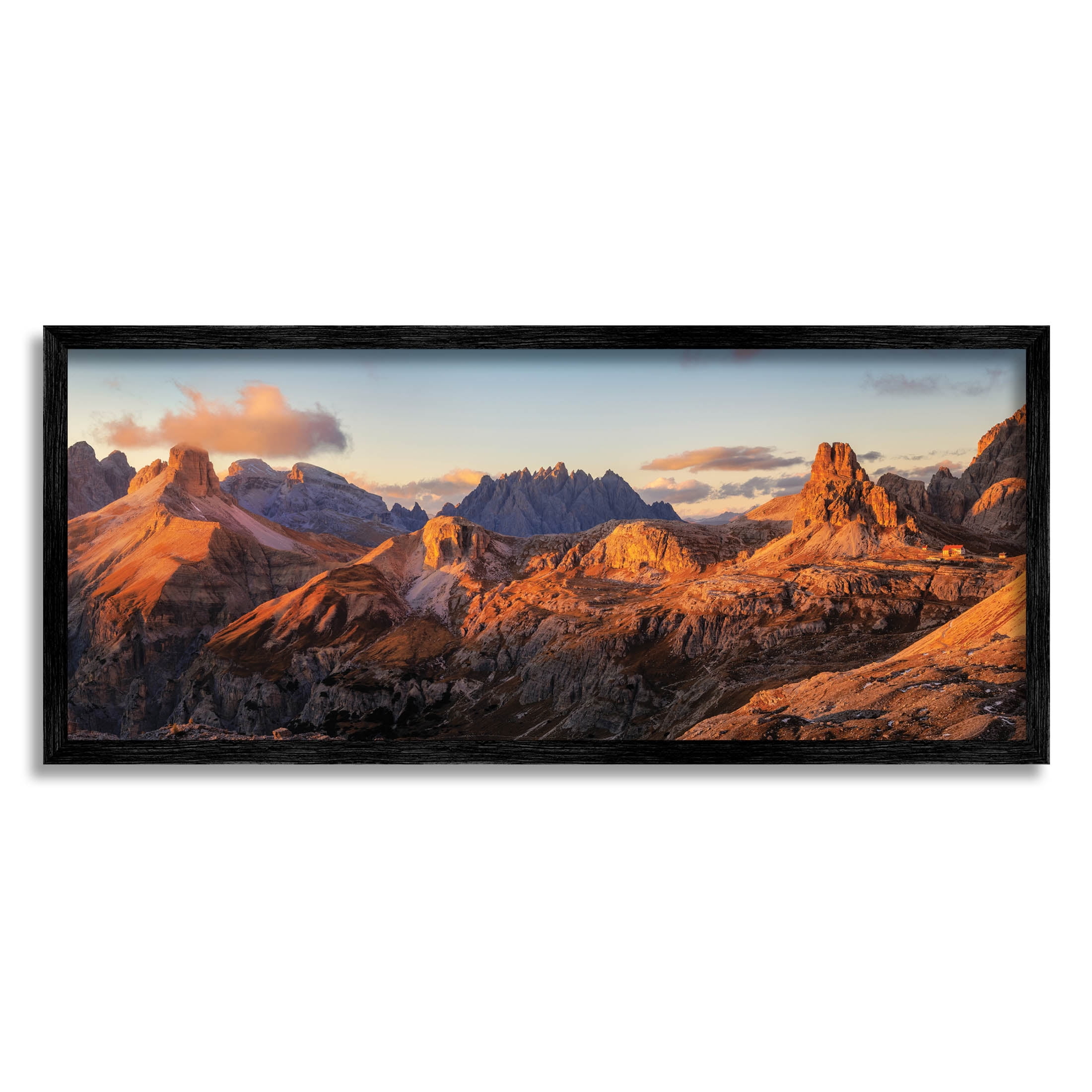 Panoramic Desert Canyon Peaks Landscape Photograph Black Framed Art Print Wall Art