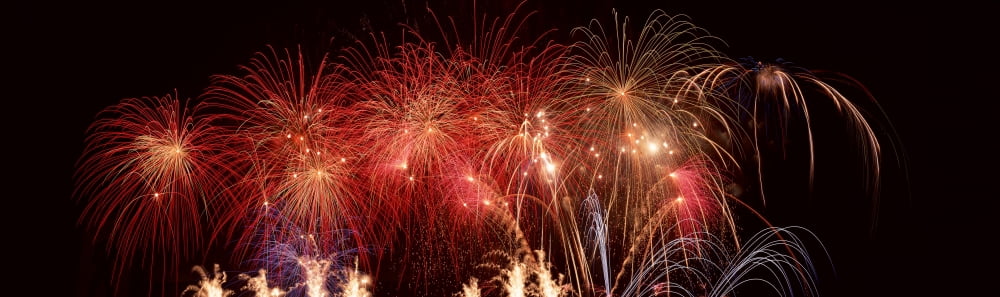 Panoramic Fireworks In A Night Sky Canvas Art - Ron Watts  Design Pics (36 x 12)