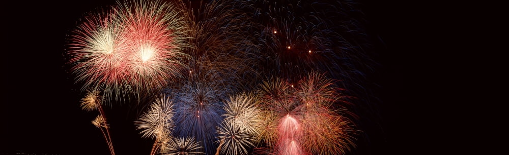 Panoramic Fireworks In A Night Sky Canvas Art - Ron Watts Design Pics (36 x 12)
