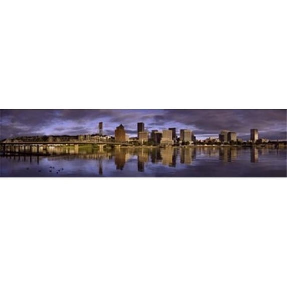Panoramic Images Buildings at the waterfront Portland Oregon USA Poster Print by Panoramic Images - 36 x 12