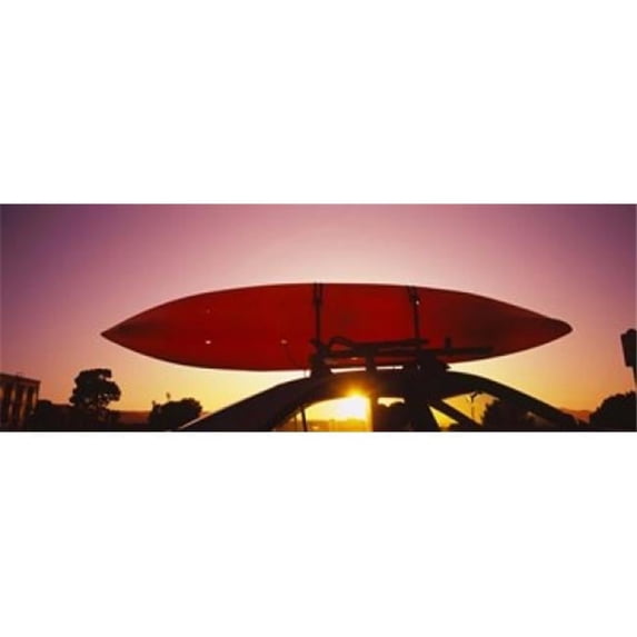 Panoramic Images Close-up of a kayak on a car roof at sunset San Francisco California USA Poster Print by Panoramic Images - 36 x 12