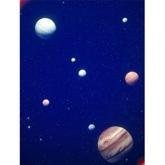 Panoramic Images Conceptualized solar system with planets Jupiter in foreground Poster Print by Panoramic Images - 28 x 36