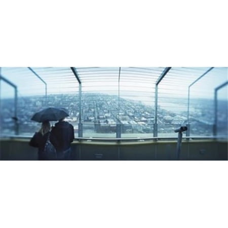 Panoramic Images Couple viewing a city from the Space Needle Queen Anne Hill Seattle Washington State USA Poster Print by Panoramic Images - 36 x 12