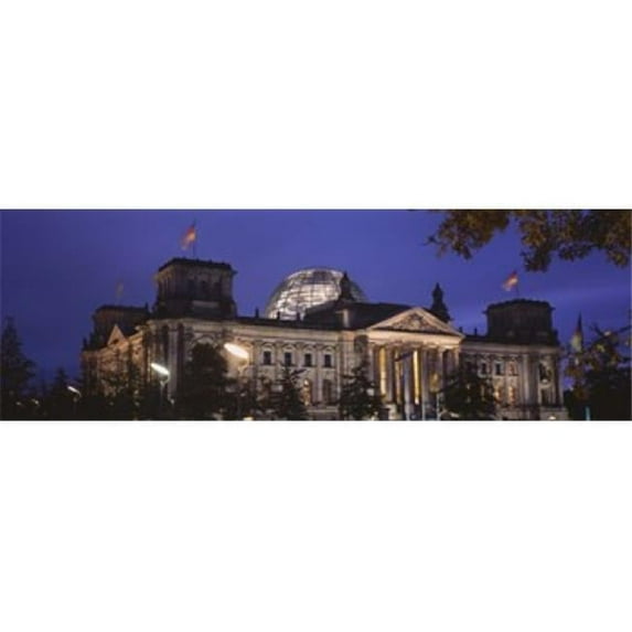 Panoramic Images Facade of a building at dusk The Reichstag Berlin Germany Poster Print by Panoramic Images - 36 x 12