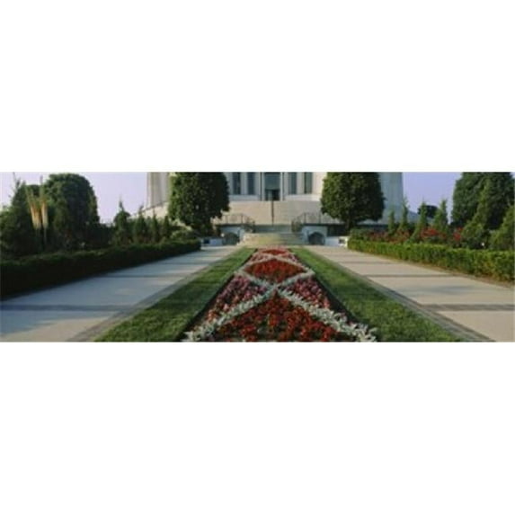 Panoramic Images Formal garden in front of a temple Bahai Temple Gardens Wilmette New Trier Township Chicago Cook County Illinois USA Poster Print by Panoramic Images - 36 x 12