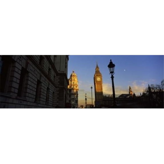 Panoramic Images Government building with a clock tower Big Ben Houses Of Parliament City Of Westminster London England Poster Print by Panoramic Images - 36 x 12