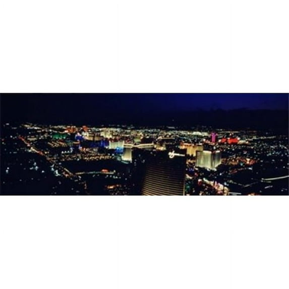 Panoramic Images PPI91716L High angle view of a city lit up at night The Strip Las Vegas Nevada USA Poster Print by Panoramic Images - 36 x 12