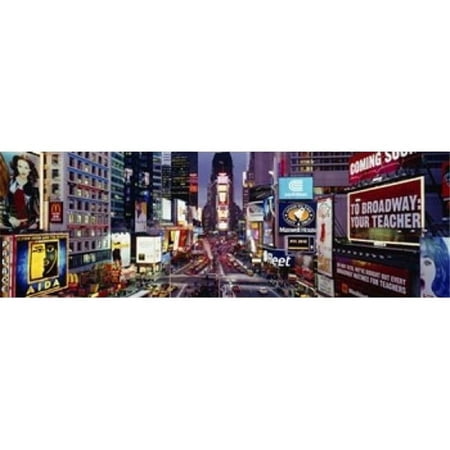 Panoramic Images High angle view of traffic on a road Times Square Manhattan New York City New York State USA Poster Print by Panoramic Images - 36 x 12