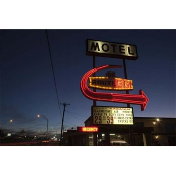 Panoramic Images Low angle view of a motel sign Route 66 Kingman Mohave County Arizona USA Poster Print by Panoramic Images - 24 x 16
