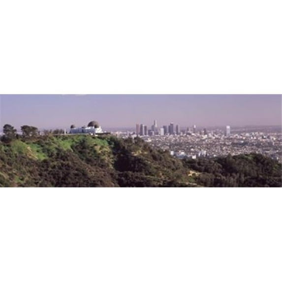 Panoramic Images Observatory on a hill with cityscape in the background Griffith Park Observatory Los Angeles California USA 2010 Poster Print by Panoramic Images - 36 x 12