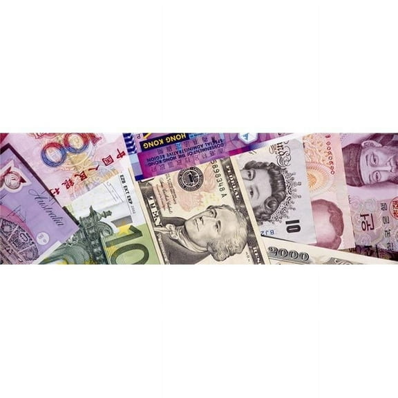 Panoramic Images PPI100244L Close-Up of Assorted Currencies of Different Countries Poster Print, 36 x 12