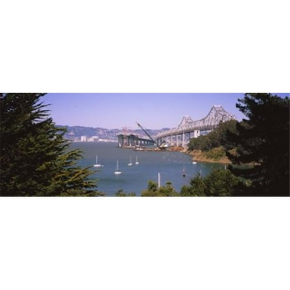 Panoramic Images PPI106815L Cranes at a bridge construction site Bay Bridge Treasure Island Oakland San Francisco California USA Poster Print by Panoramic Images - 36 x 12