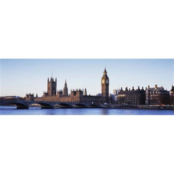 Panoramic Images PPI108201L Bridge across a river Big Ben Houses of Parliament Thames River Westminster Bridge London England Poster Print by Panoramic Images - 36 x 12