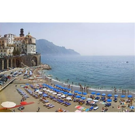 Panoramic Images PPI111234L Houses on the sea coast Amalfi Coast Atrani Salerno Campania Italy Poster Print by Panoramic Images - 36 x 12