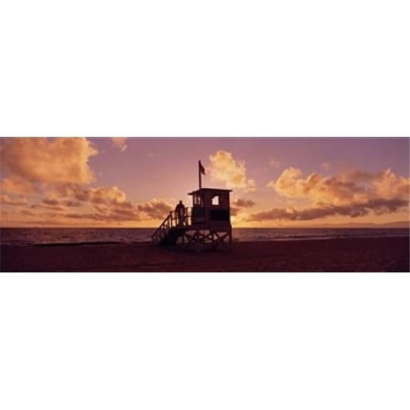 Panoramic Images PPI111639S Lifeguard Hut On The Beach 22nd St. Lifeguard Station Redondo Beach Los Angeles County California USA Poster Print, 18 x 6