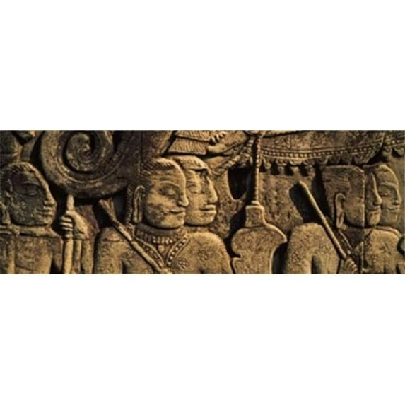 Panoramic Images PPI117457L Sculptures in a temple Bayon Temple Angkor Cambodia Poster Print by Panoramic Images - 36 x 12