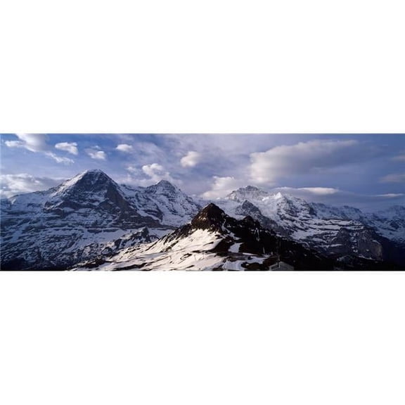Panoramic Images PPI126170S Snow Covered Mountains Mt Eiger Mt Monch Mt Jungfrau Mt Tschuggen Mt Mannlichen Grindelwald Bernese Oberland Switzerland Poster Print, 27 x 9