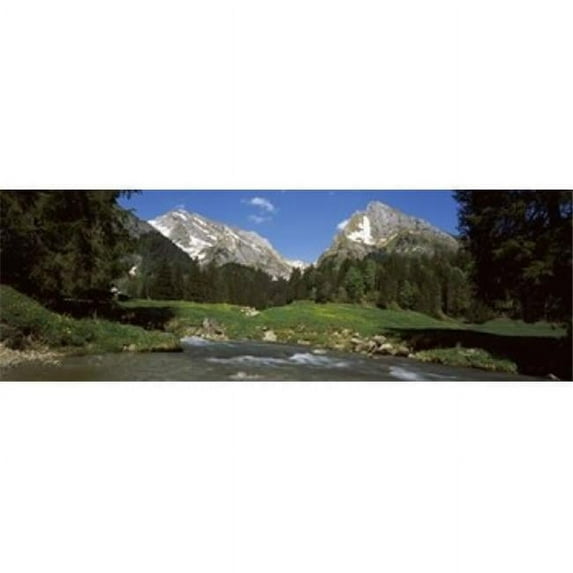 Panoramic Images PPI126459S Stream Flowing Through A Forest Mt Santis Mt Altmann Appenzell Alps St Gallen Canton Switzerland Poster Print, 18 x 6