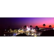 Panoramic Images PPI128081L Amusement park lit up at night  Santa Monica Beach  Santa Monica  Los Angeles County  California  USA Poster Print by Panoramic Images - 36 x 12