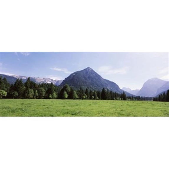 Panoramic Images PPI128641L Trees on a hill with mountain range in the background Karwendel Mountains Risstal Valley Hinterriss Tyrol Austria Poster Print by Panoramic Images - 36 x 12