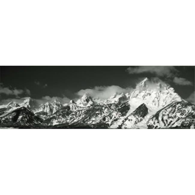 Grand Teton National Park Panoramic Black and White Poster 36 x 12