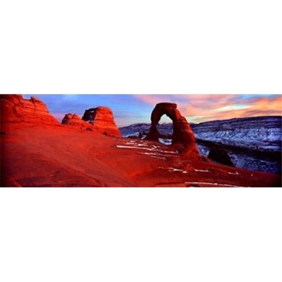 Panoramic Images PPI130843L Natural Arch in A Desert Delicate Arch Arches National Park Utah USA Poster Print, 36 x 12