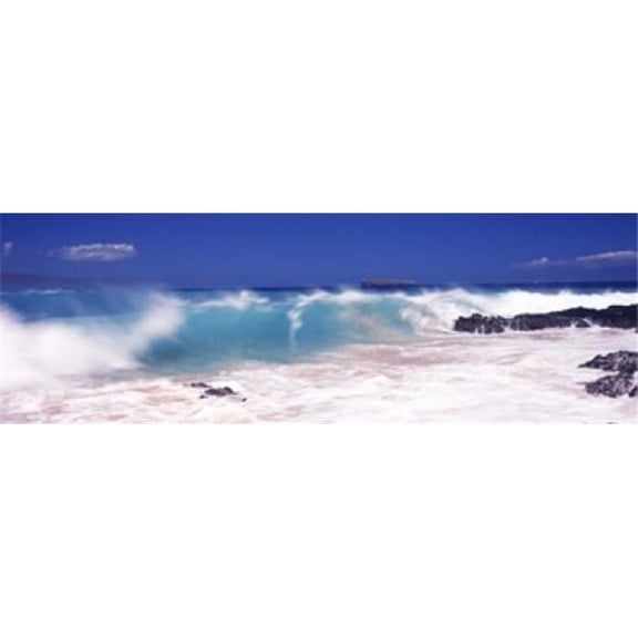 Panoramic Images PPI134408L Waves breaking on the rocks Big Beach Makena Maui Hawaii USA Poster Print by Panoramic Images - 36 x 12