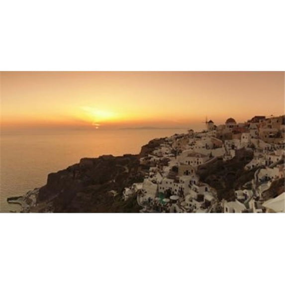 Panoramic Images PPI137798L Village on a cliff Oia Santorini Cyclades Islands Greece Poster Print by Panoramic Images - 36 x 12