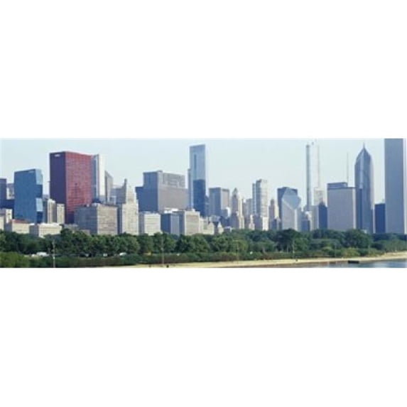 Panoramic Images PPI143736L City skyline with Lake Michigan and Lake Shore Drive in foreground Chicago Illinois USA Poster Print by Panoramic Images - 36 x 12