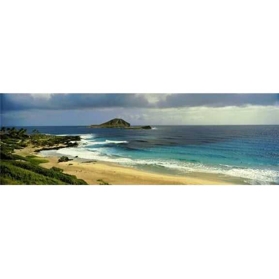Panoramic Images PPI145642S High Angle View of Surf On The Beach South East Coast Oahu Hawaii USA Poster Print, 27 x 9