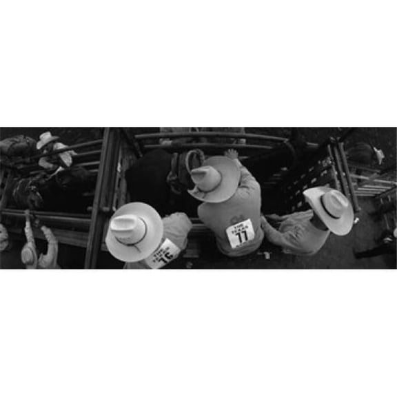 Panoramic Images PPI146585S High Angle View of Cowboys with Horses At Rodeo Wichita Falls Texas USA Poster Print, 18 x 7