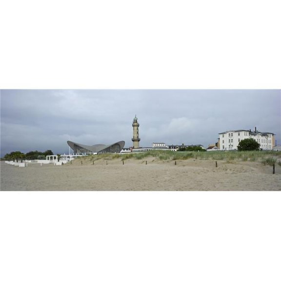 Panoramic Images PPI151661S Lighthouse & Hellas Teepott From Warnemunde Beach Warnemunde Rostock Germany Poster Print, 27 x 9