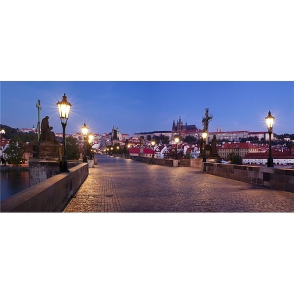 Panoramic Images PPI153898S Charles Bridge with Castle District & St. Vitus Cathedral in The Background Prague Czech Republic Poster Print, 12 x 27