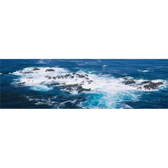 Panoramic Images PPI159796L Ocean Waves Crashing On Rocks California Poster Print, 36 x 12
