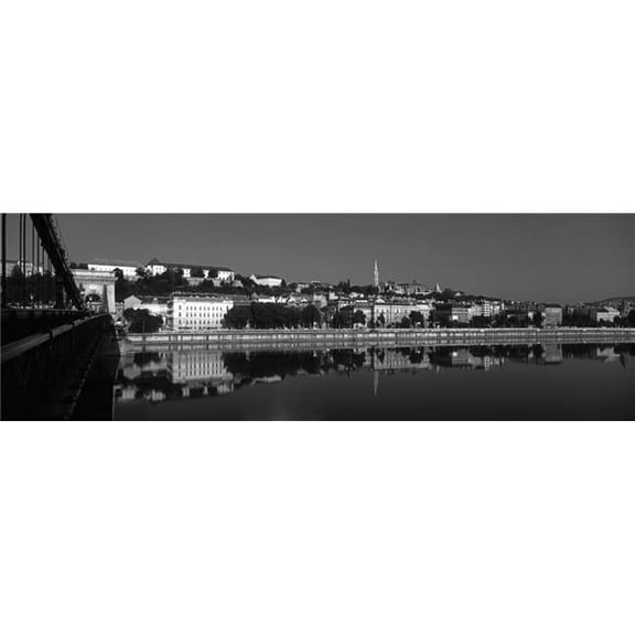 Panoramic Images PPI167364 Chain Bridge Over Danube River Budapest Hungary Poster Print, 6 x 18