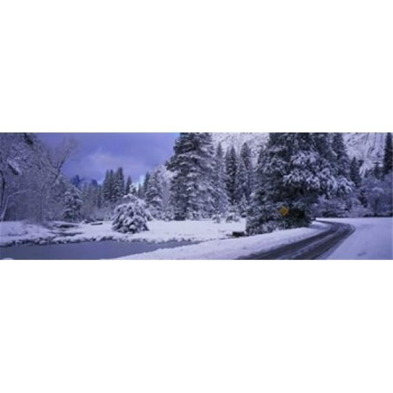 Panoramic Images PPI23862L Winter Road Yosemite Park California USA Poster Print by Panoramic Images - 36 x 12
