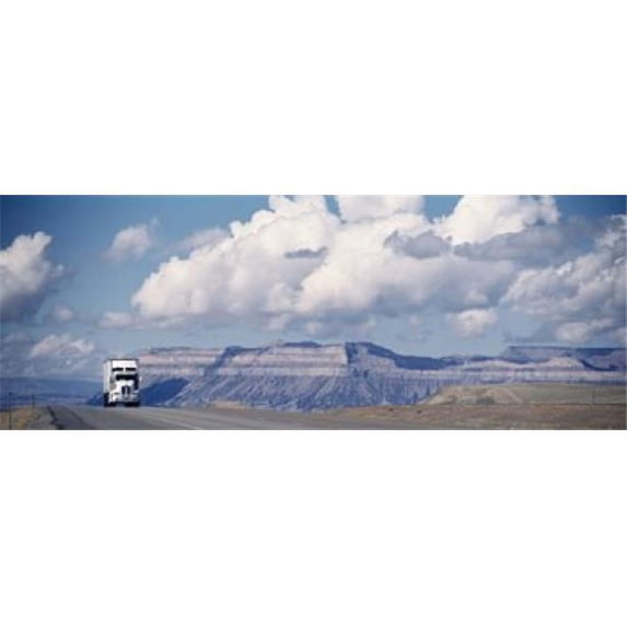 Panoramic Images PPI29332L Truck on the road Interstate 70 Green River Utah USA Poster Print by Panoramic Images - 36 x 12