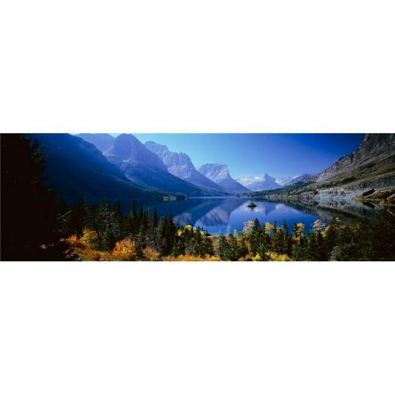 Panoramic Images PPI41231S Mountains Reflected in Lake Glacier National Park Montana USA Poster Print, 27 x 9