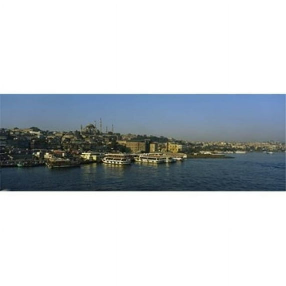 Panoramic Images PPI53409L Boats moored at a harbor Istanbul Turkey Poster Print by Panoramic Images - 36 x 12