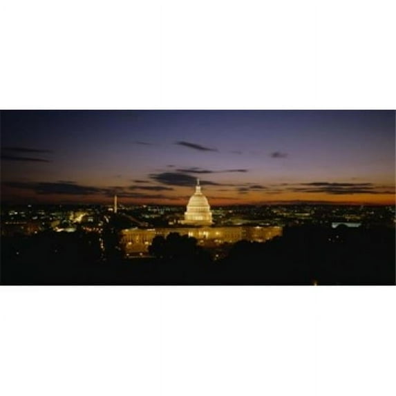 Panoramic Images PPI56861L Government building lit up at night US Capitol Building Washington DC USA Poster Print by Panoramic Images - 36 x 12