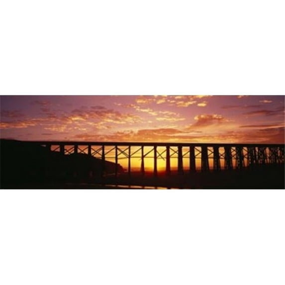 Panoramic Images PPI68024L Silhouette of a railway bridge Pudding Creek Bridge Fort Bragg California USA Poster Print by Panoramic Images - 36 x 12