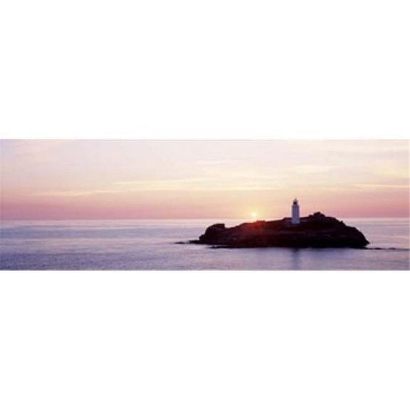 Panoramic Images PPI68690S Sunset Godrevy Lighthouse Cornwall England United Kingdom Poster Print, 18 x 6