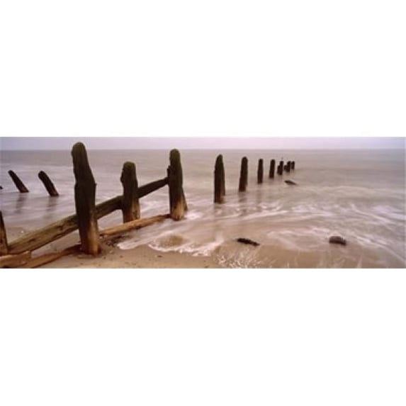 Panoramic Images PPI91923L Posts On The Beach Spurn Yorkshire England United Kingdom Poster Print by Panoramic Images - 36 x 12