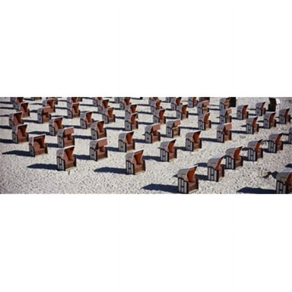 Panoramic Images PPI92393L High Angle View Of Beach Baskets On The Beach Sellin Isle Of Ruegen Germany Poster Print by Panoramic Images - 36 x 12