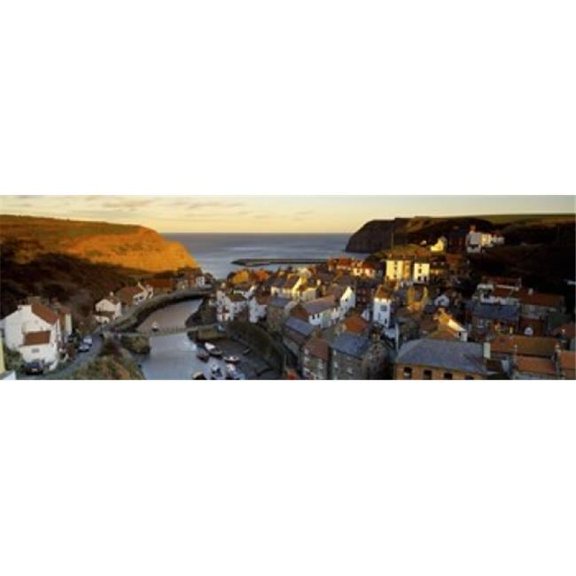 Panoramic Images PPI93203L High Angle View Of A Village Staithes North Yorkshire England United Kingdom Poster Print by Panoramic Images - 36 x 12