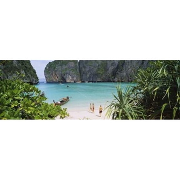 Panoramic Images PPI94368S High Angle View of Tourists On The Beach Mahya Beach Ko Phi Phi Lee Phi Phi Islands Thailand Poster Print, 18 x 6