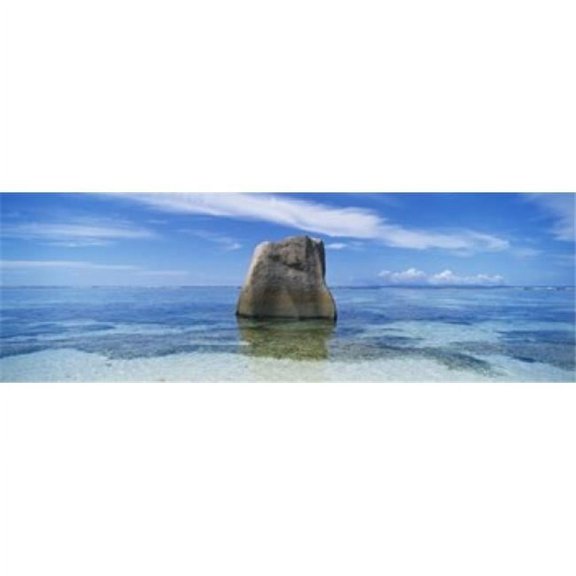 Panoramic Images PPI94426L Boulder in the sea Anse Source Dargent Beach La Digue Island Seychelles Poster Print by Panoramic Images - 36 x 12