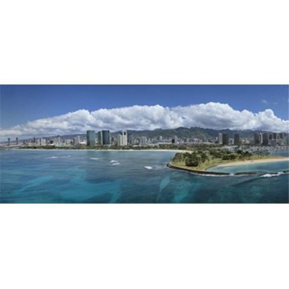 Panoramic Images PPI98289L Buildings at the waterfront Honolulu Oahu Hawaii USA 2007 Poster Print by Panoramic Images - 36 x 12