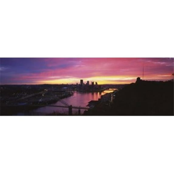 Panoramic Images PPI99660L High angle view of a city West End Bridge Pittsburgh Pennsylvania USA Poster Print by Panoramic Images - 36 x 12